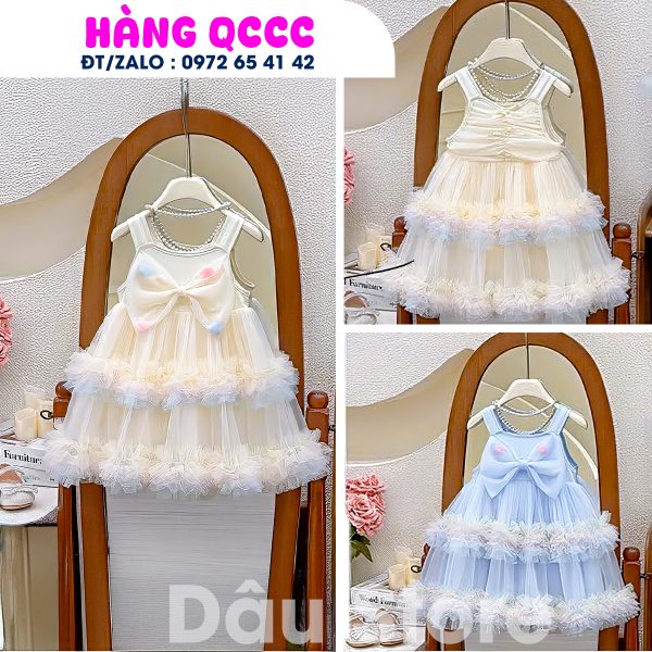 VÁY TRẮNG 2 DÂY ĐÍNH NƠ - QCCC