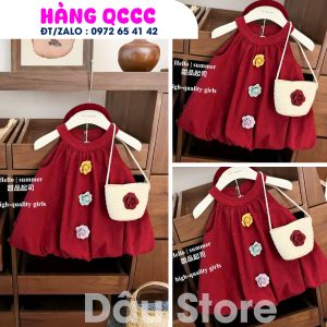 VÁY ĐỎ ĐÔ ĐÍNH HOA + QUÀ TẶNG PHỤ KIỆN TÚI CÓI MINI - QCCC