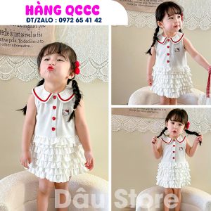 VÁY TRẮNG PHỐI VIỀN ĐỎ - QCCC