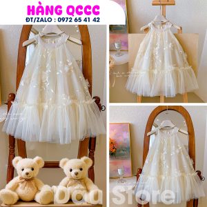 VÁY CÔNG CHÚA CỔ YẾM THÊU HOA - QCCC