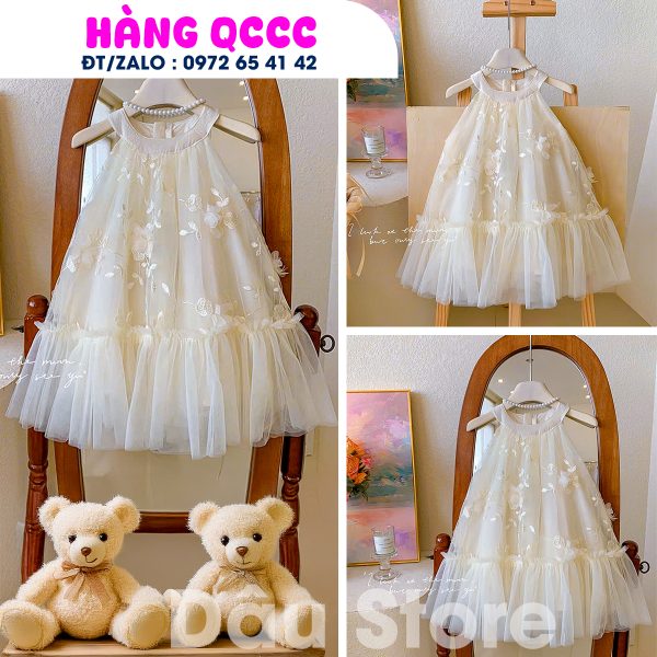 VÁY CÔNG CHÚA CỔ YẾM THÊU HOA - QCCC