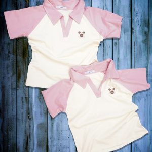 Áo Polo Màu Kem Phổi Viền Hồng