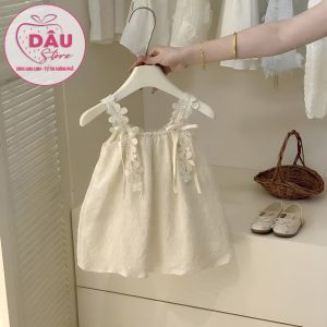 Váy Dây Quai Hoa Màu Kem - QCCC