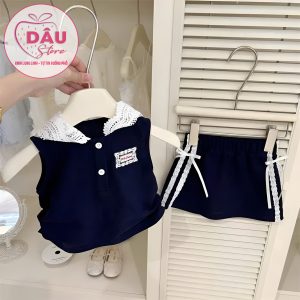 Set Váy Xanh Cổ Ren - Hàng QCCC