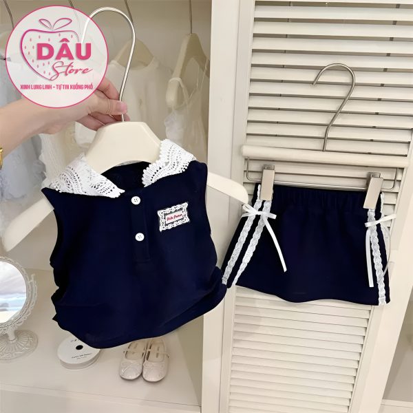 Set Váy Xanh Cổ Ren - Hàng QCCC