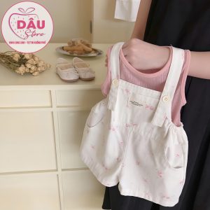 Set Yếm Trắng + Áo Hồng - Hàng QCCC