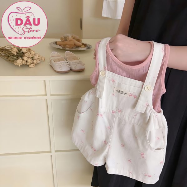 Set Yếm Trắng + Áo Hồng - Hàng QCCC